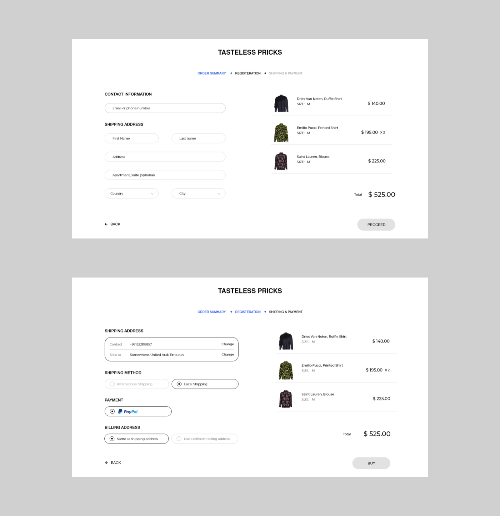 Registration page, web