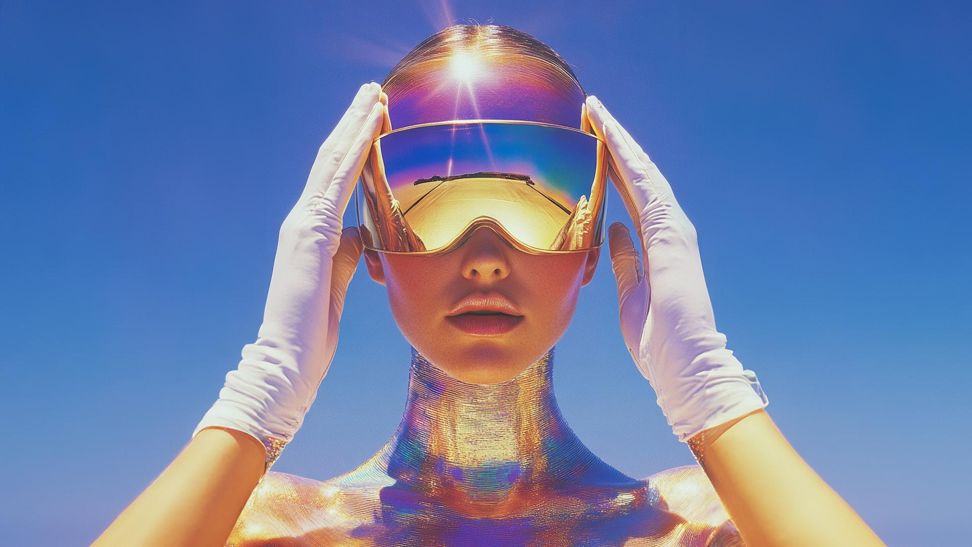 Woman in VR device.