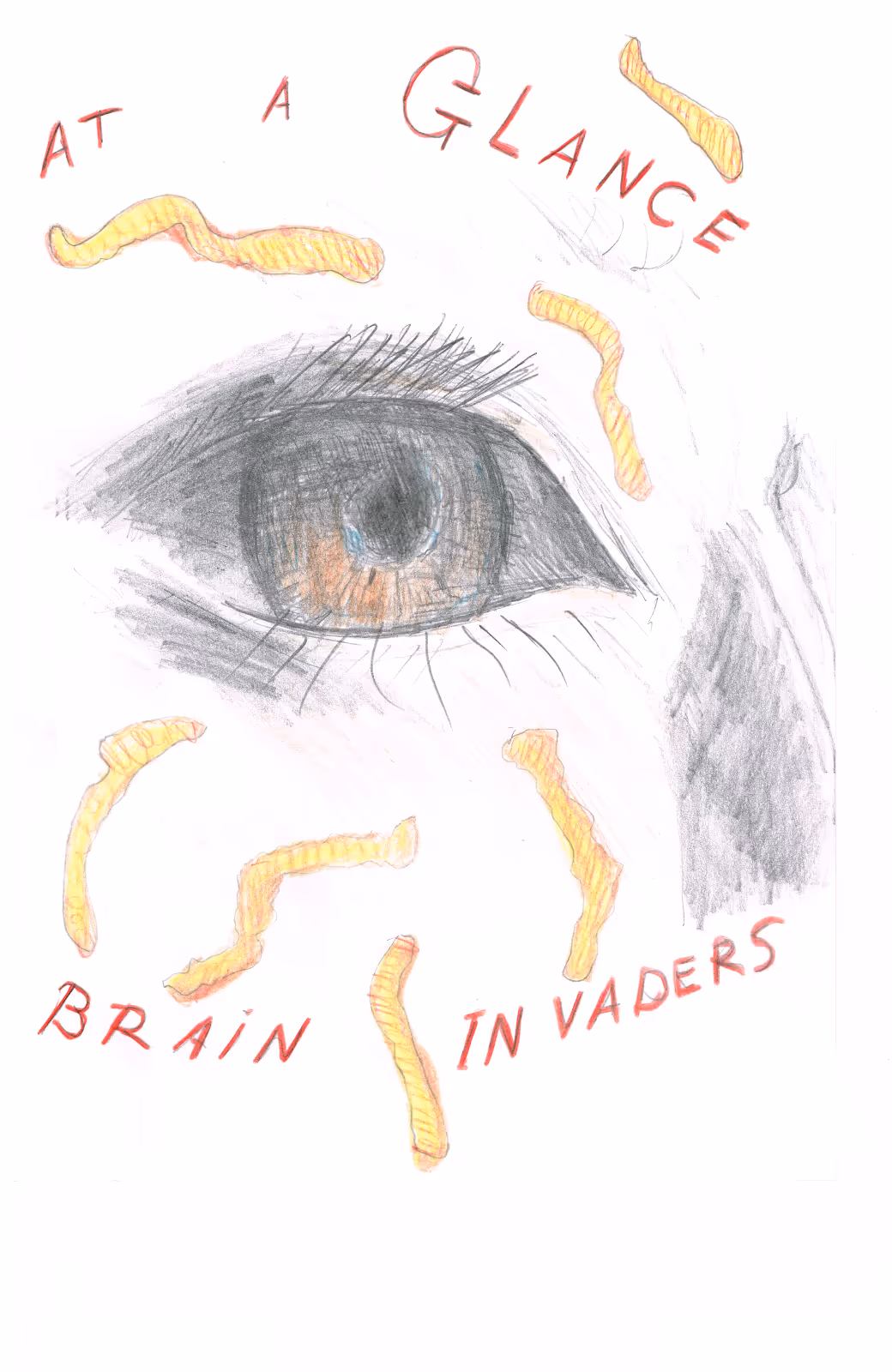 Brain Invaders — 2002 — Mixed media on paper — by Berend Strik