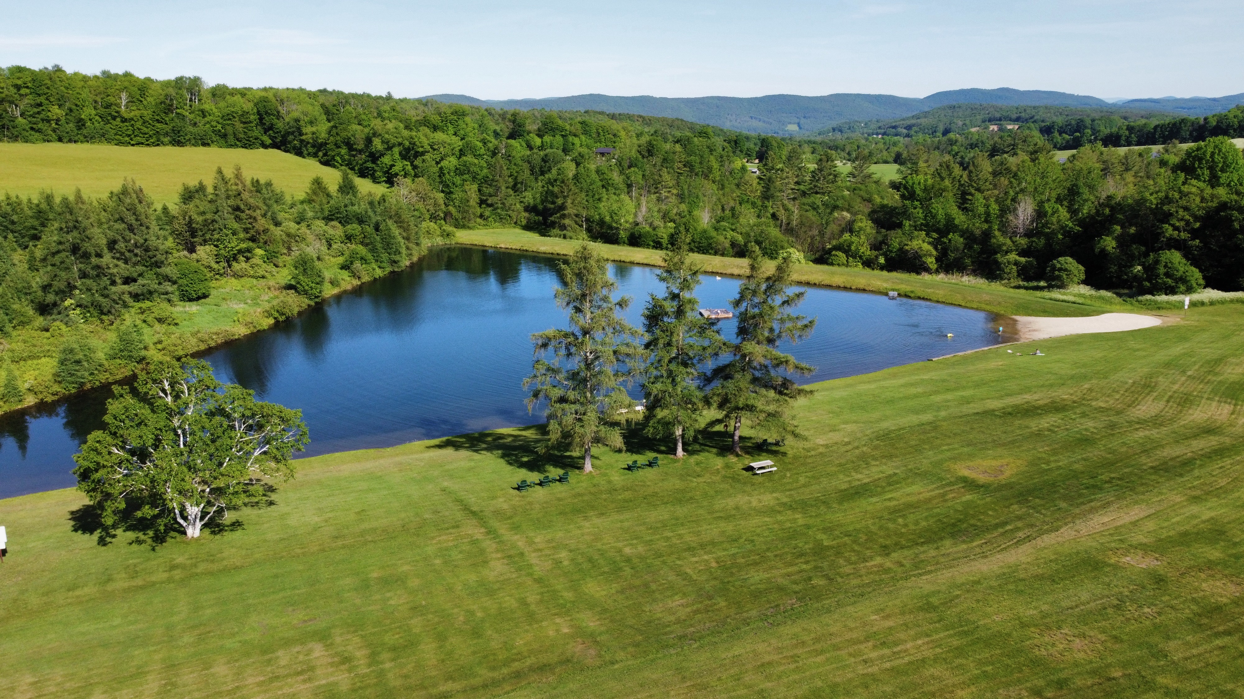 Overhead view of Lake Champagne Campground