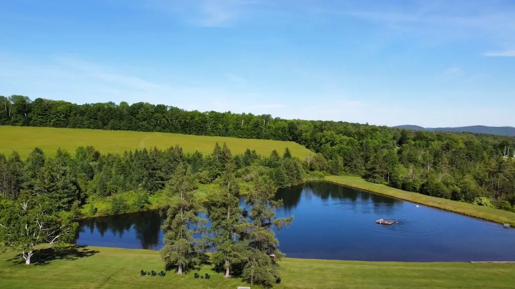 Open fields and RV sites across the 100-acre property