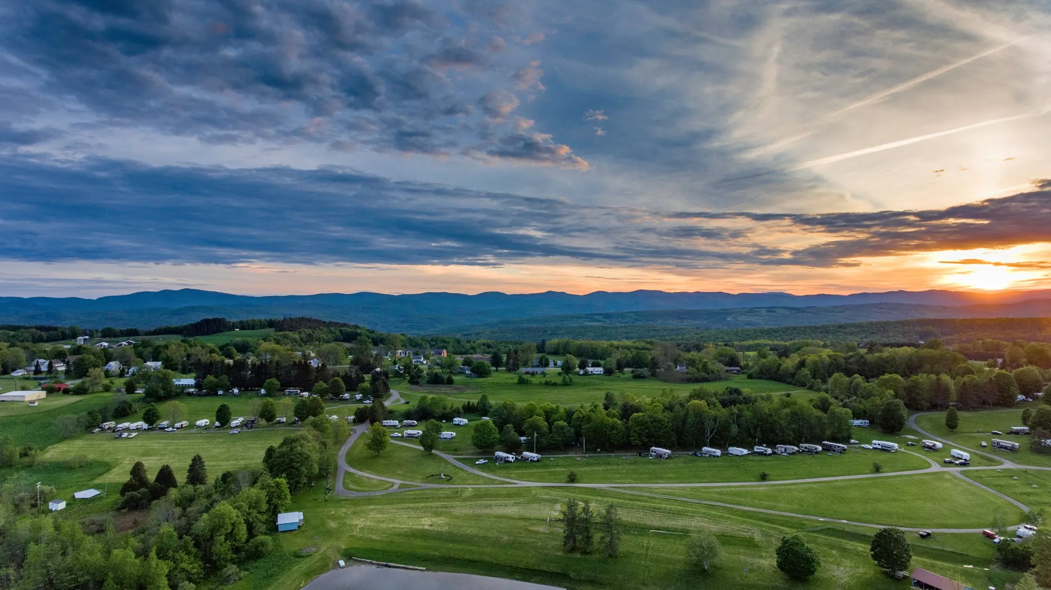 Lake Champagne Campground from above, central Vermont
