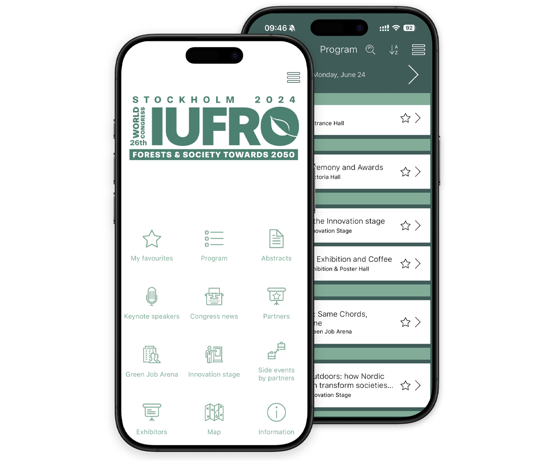 The Invajo Conference App displaying IUFRO2024
