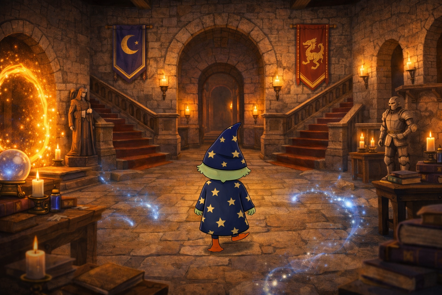 xMilo walking into the Main Hall