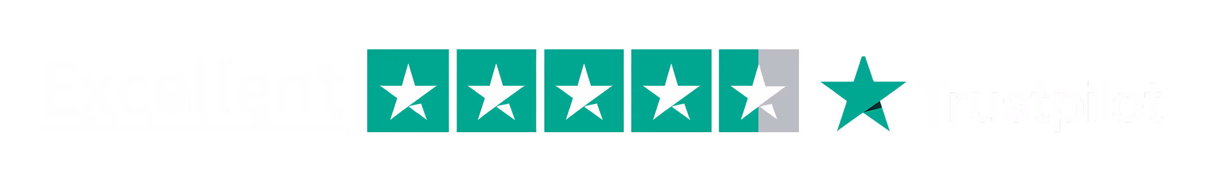 Rating with four green stars and one white star, next to the text 'Bien' and 'Trustpilot' with a green star logo.