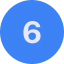 White number 6 inside a blue circle.