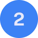 White number 2 centered on a blue circular background.
