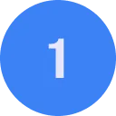 White number 1 centered on a blue circle.