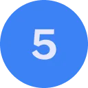 Blue circular icon with the white number 5 in the center.