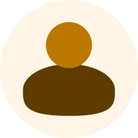 Simple brown user profile icon with a circular head and rounded shoulders on light background.