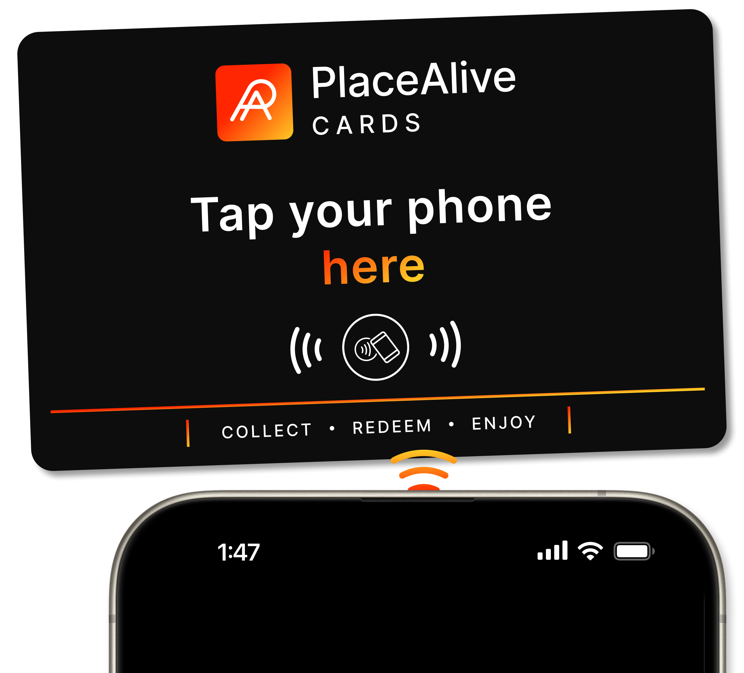 Customer taps a smartphone on a PlaceAlive NFC Club Card