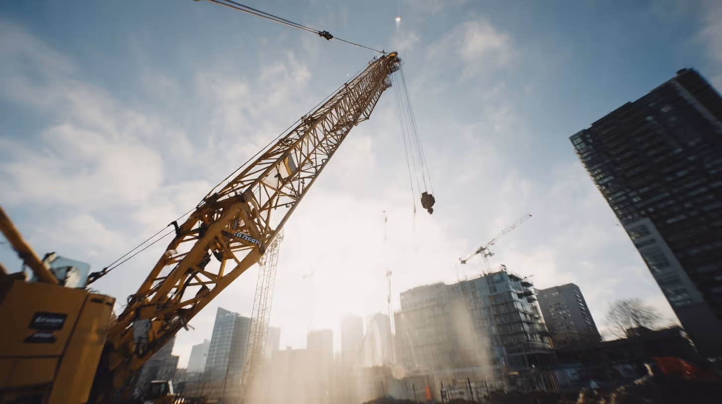 Industrial crane lifting steel