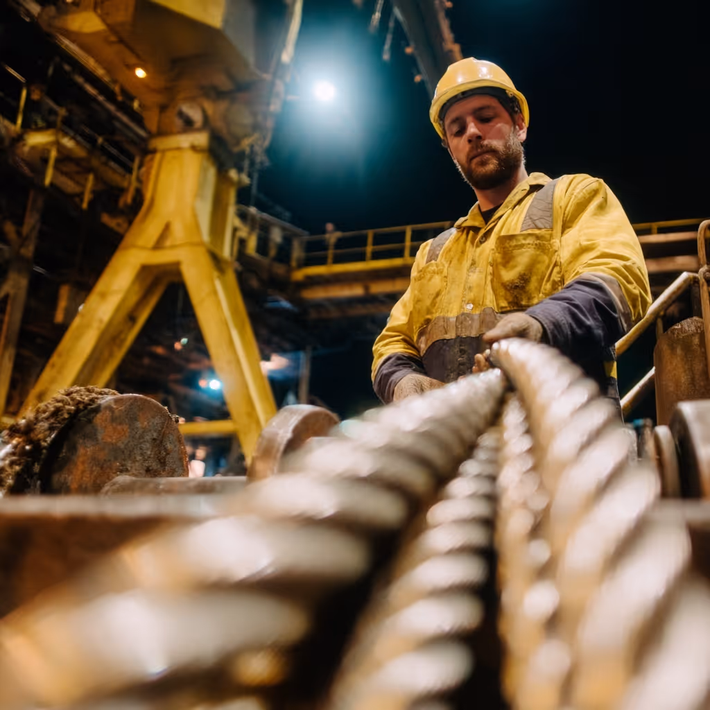 Mining rope in heavy equipment application