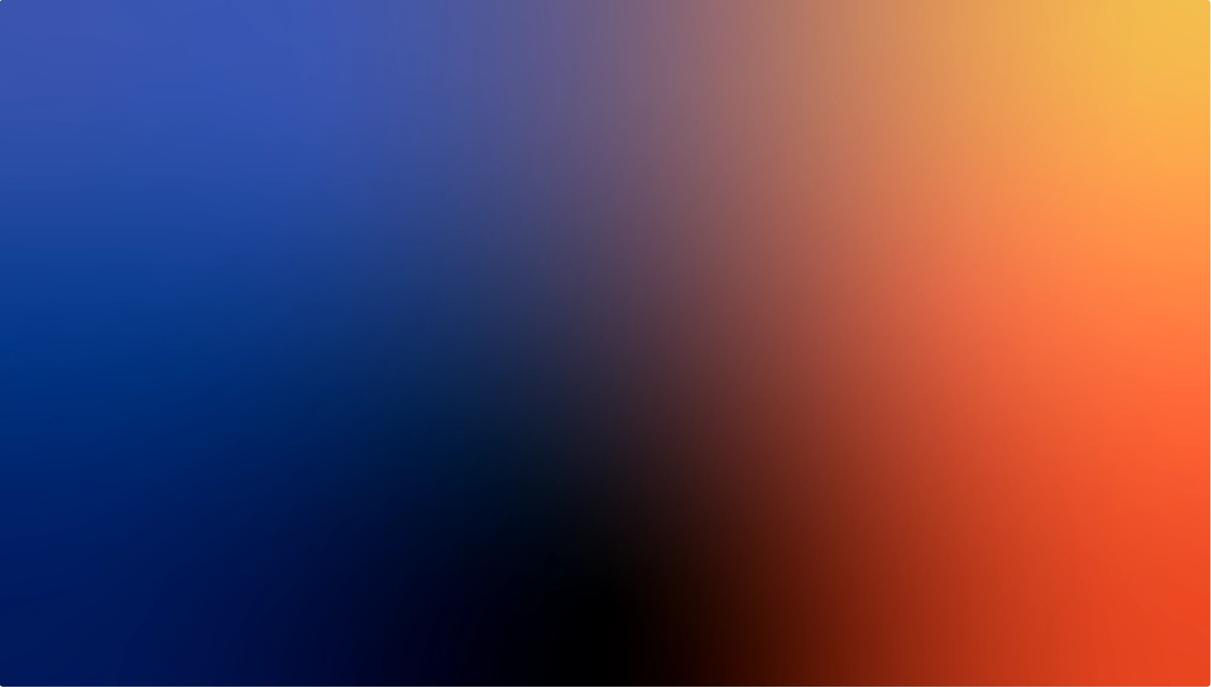 Gradient background blending from blue on the left to orange on the right.