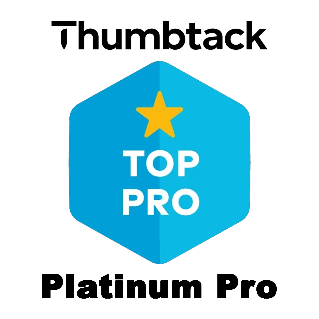 Thumbtack logo above a blue hexagon with a yellow star and text Top Pro.