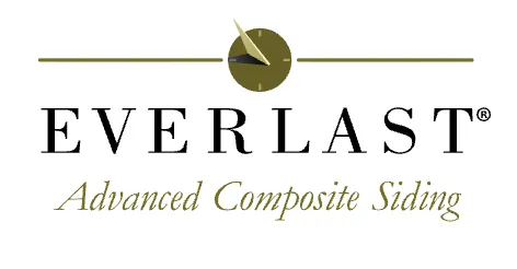 Everlast logo with clock icon and tagline Advanced Composite Siding beneath.