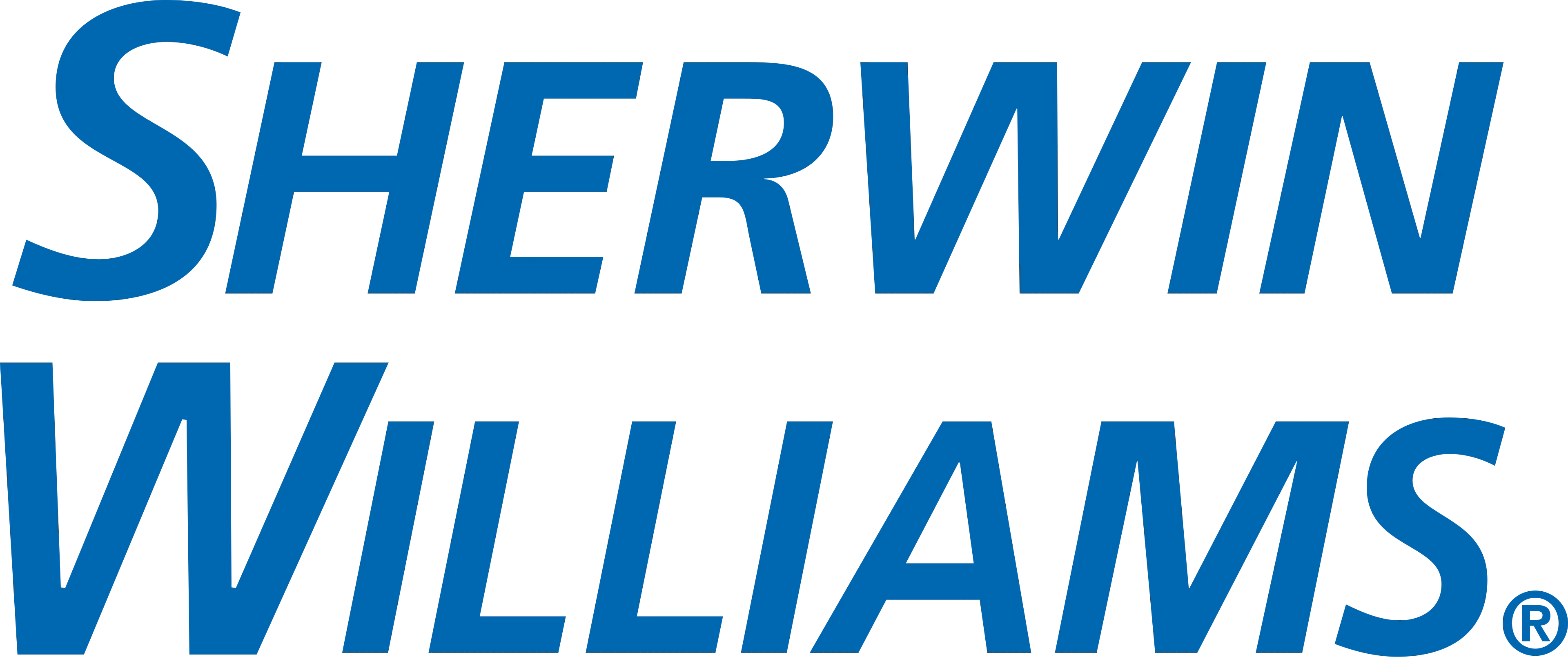 Sherwin-Williams blue text logo with registered trademark symbol