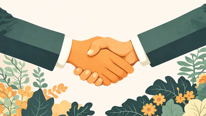 Corporate handshake symbolizing successful business agreement and partnership”