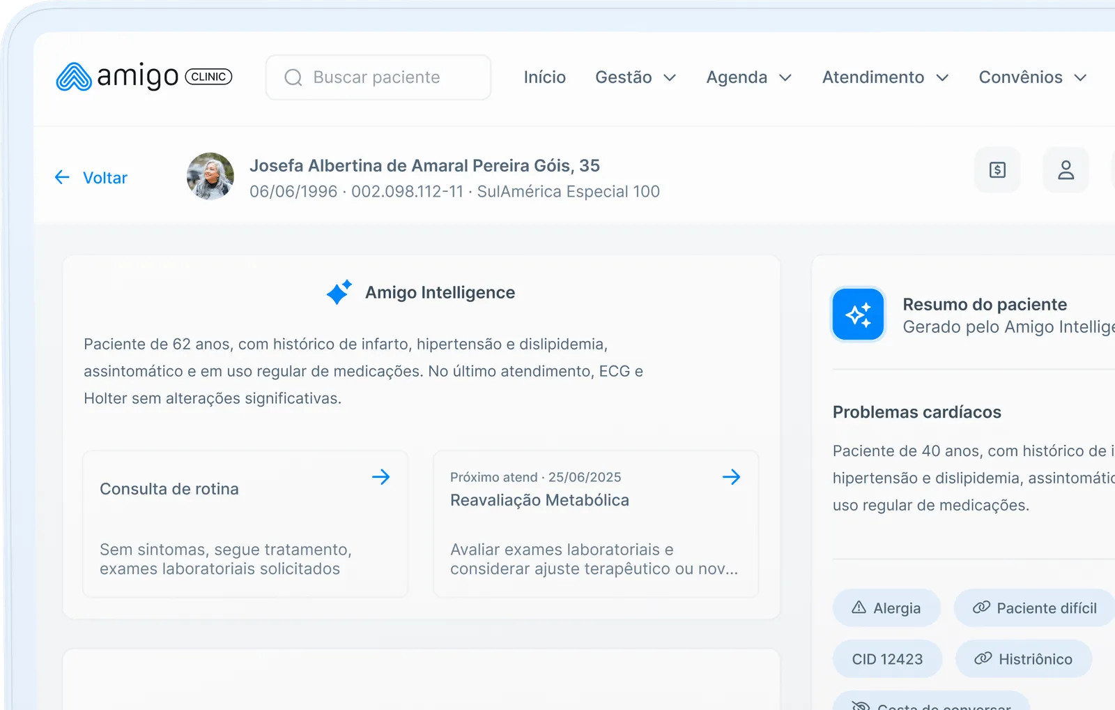 Ilustração dashboard Amigo Clinic