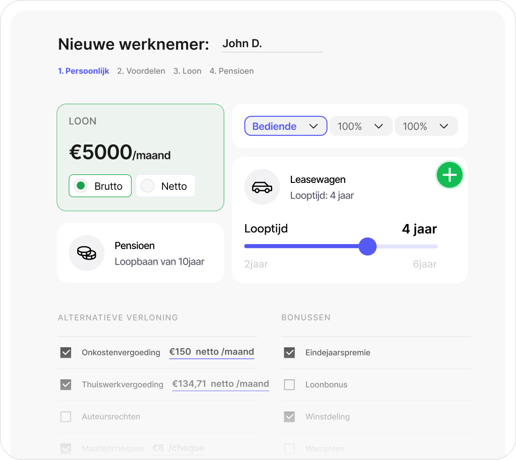 Visuele voorstelling vragenlijst personenbelasting