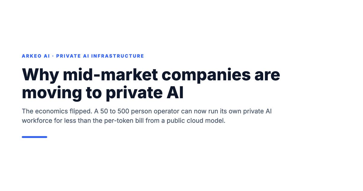Why mid-market companies are moving to private AI: the economics flipped and a 50 to 500 person operator can now run its own AI workforce