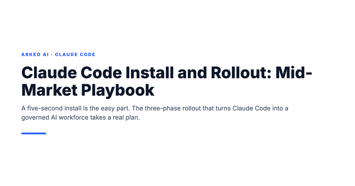 Claude Code install and rollout: a five-second install on a developer laptop versus a three-phase rollout for a mid-market engineering team