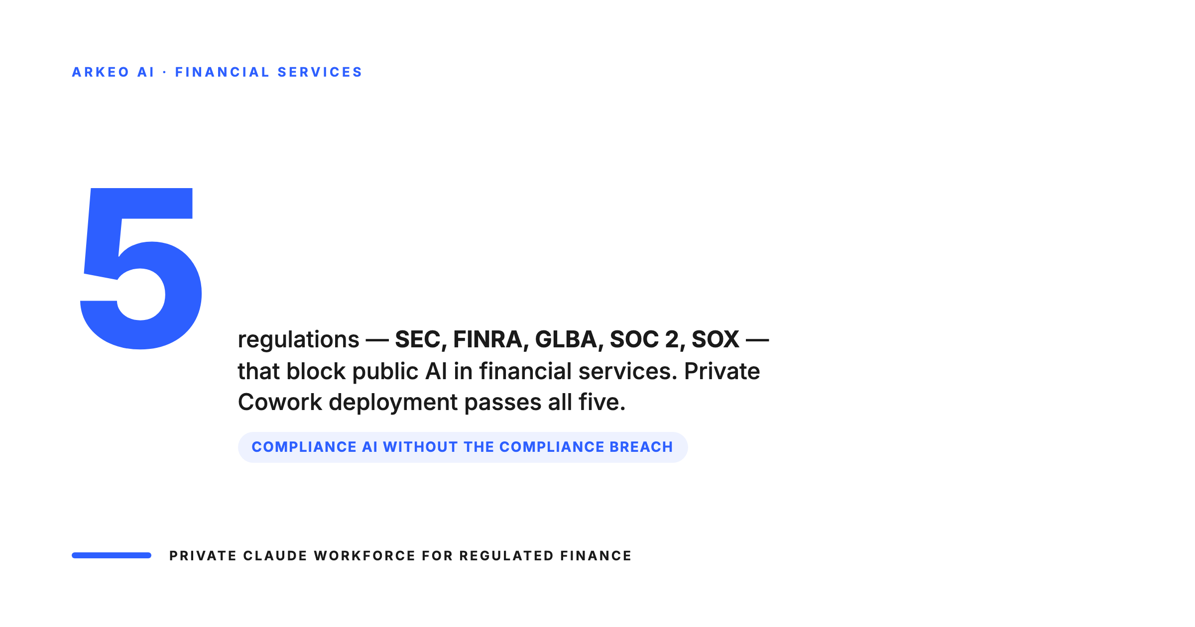 Five regulations SEC FINRA GLBA SOC 2 SOX block public AI in financial services, private Claude Cowork passes all five