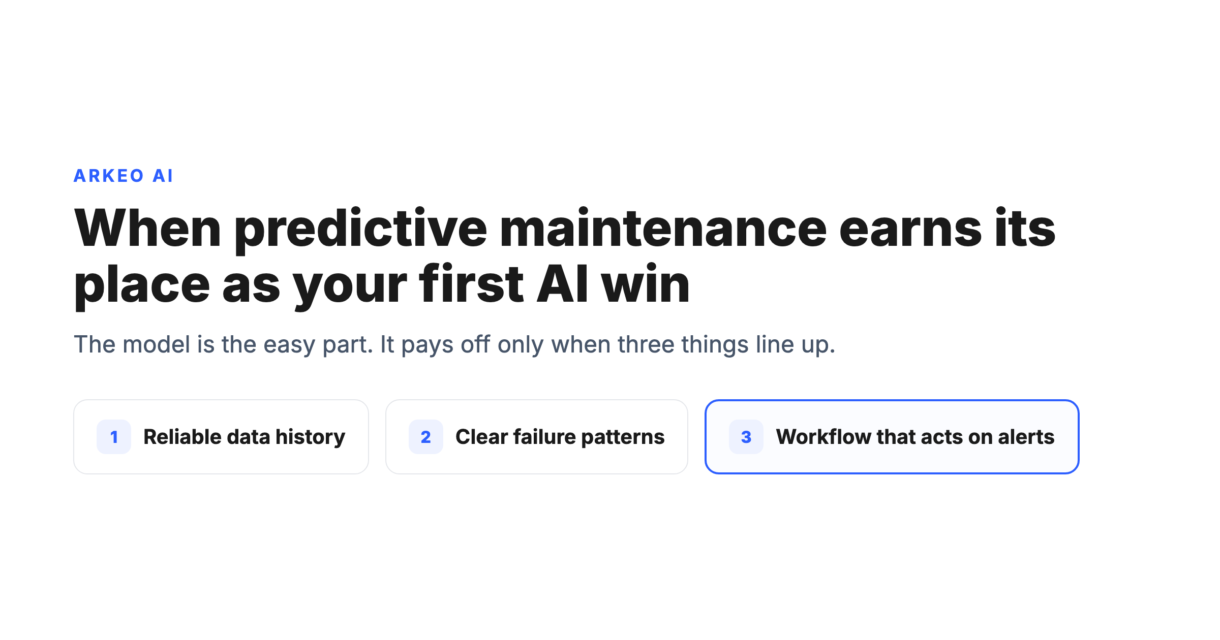 AI predictive maintenance in manufacturing: when sensor data and a disciplined workflow make it the right first AI use case