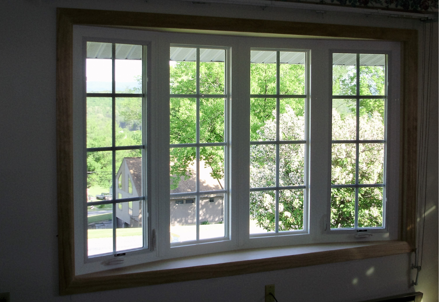 Interior view of a bow window replacement in Ebensburg, PA.