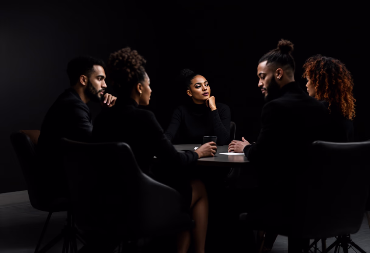 image of a diverse group of professionals in a meeting room for a digital marketing & advertising agency