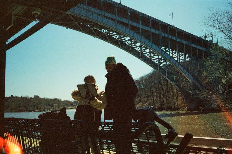 Ayu working with a client on a music video shot in New York.