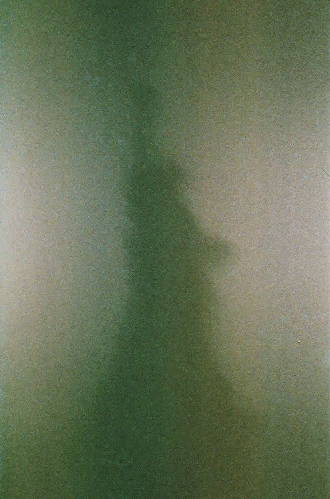 A low-shutter film photo capturing the iconic silhouette of the Statue of Liberty.
