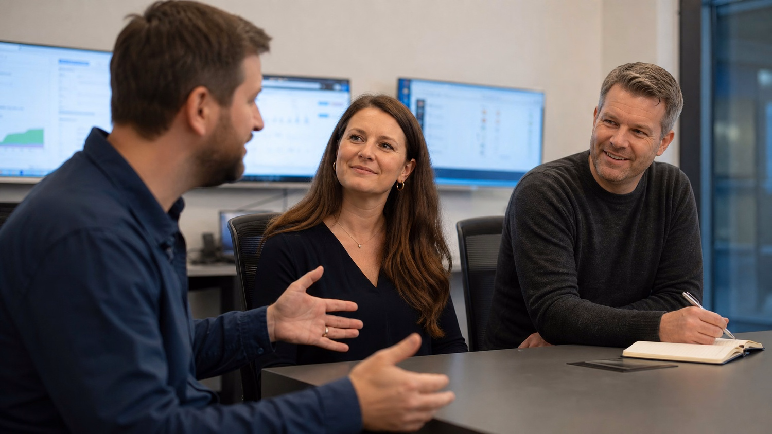 Team meeting, IT professionals discussing strategy