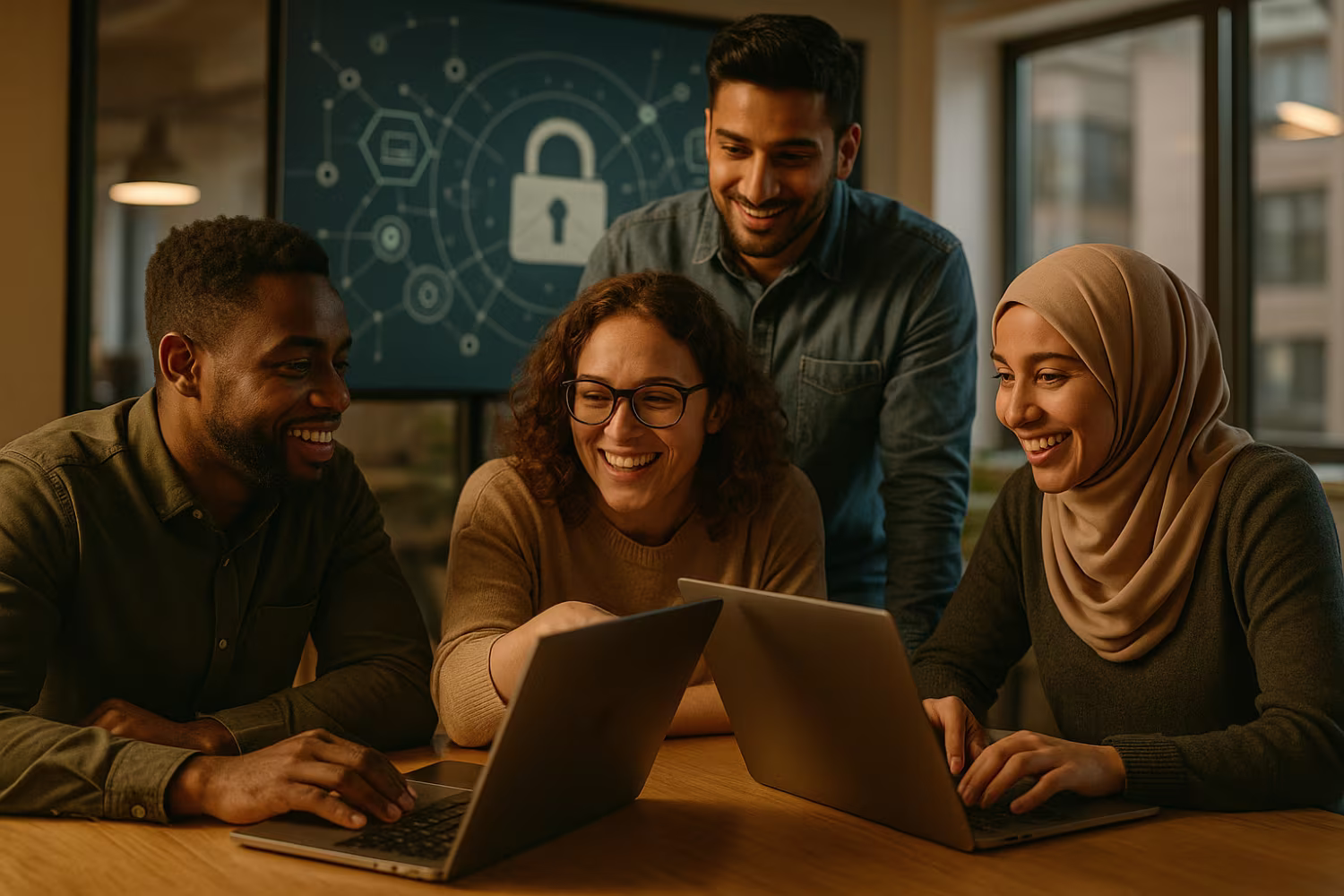 Diverse IT team discussing endpoint threat detection