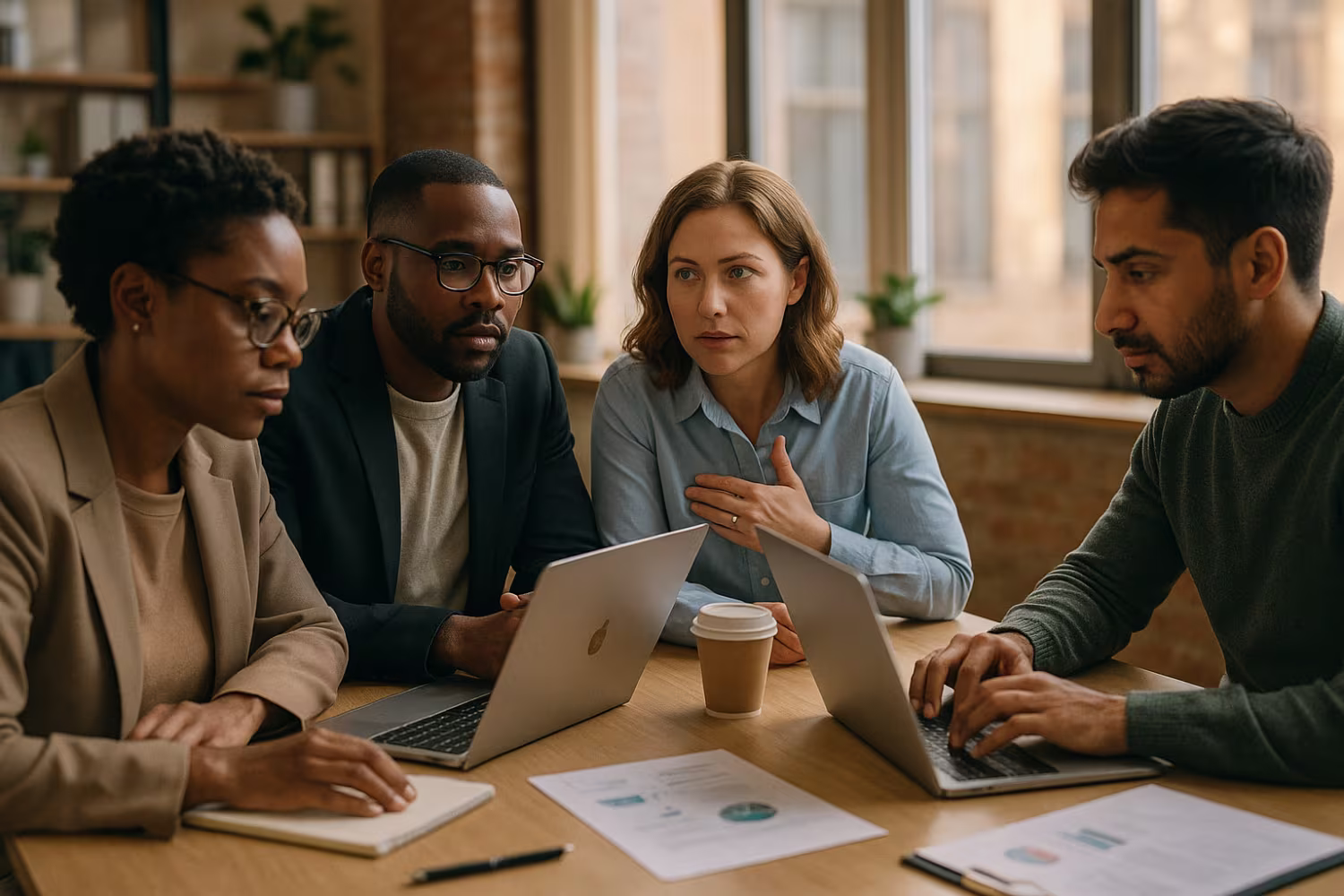 Diverse professionals discussing endpoint detection
