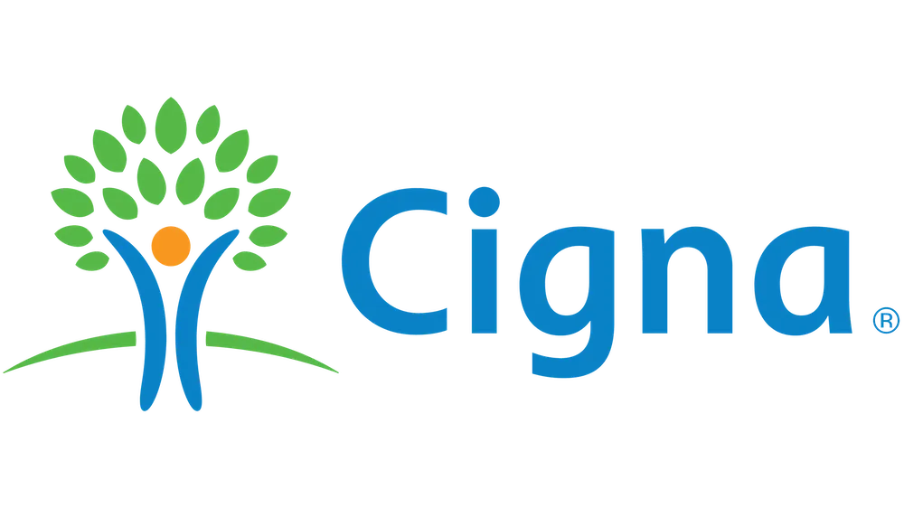 Cigna logo with a stylized human figure and green leaves forming a tree shape.