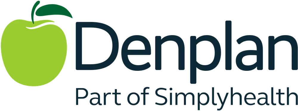Denplan logo with green apple icon and text 'Part of Simplyhealth' below.