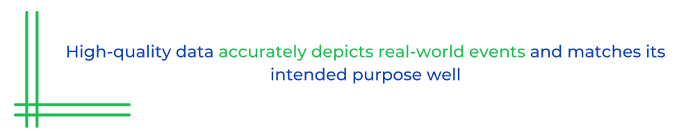 High-quality data accurately depicts real-world events and matches its intended purpose well