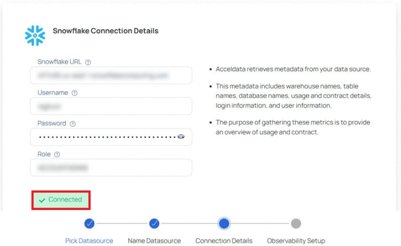 A screenshot of "Snowflake connections details"