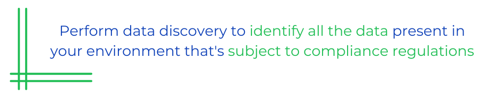 Perform data discovery to identify all the data present in your environment that's subject to compliance regulations