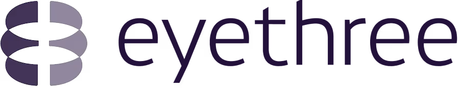 eyethree logo with stylized abstract eye symbol to the left of the text.