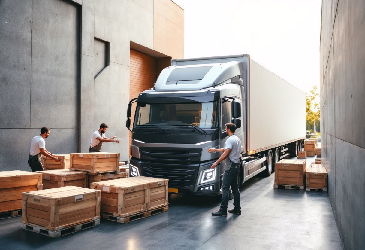 image of loading cargo for a trucking company