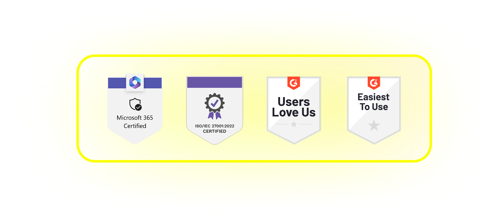 Solutions2Share Badges — ISO 27001, Microsoft 365 Certified, G2 Awards