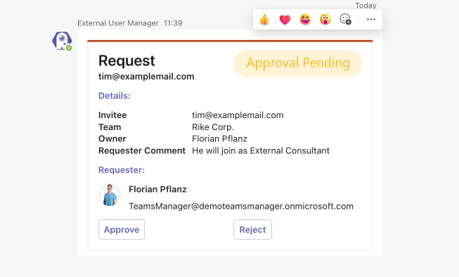 External User Manager Request Approval