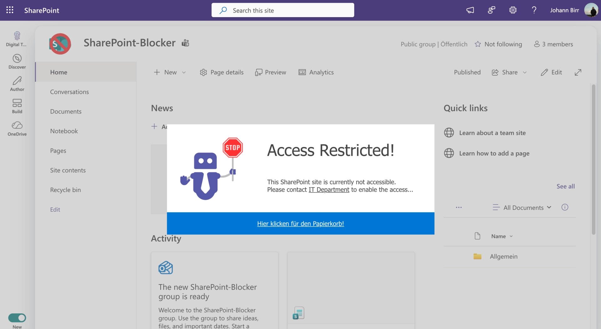 Blocker for SharePoint