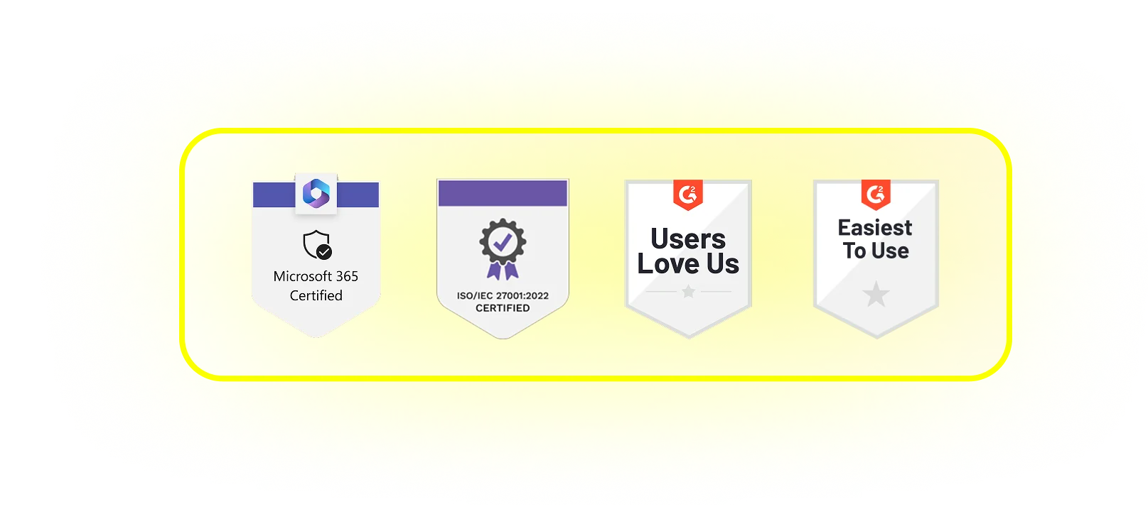 Solutions2Share Badges — ISO 27001, Microsoft 365 Certified, G2 Awards