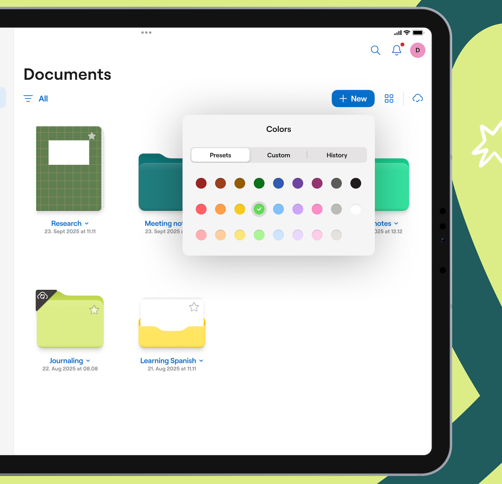 Goodnotes documents and color coding