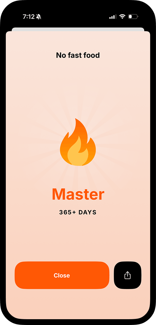 Master-rank no fast food streak flame. Screenshot from SteakUp.