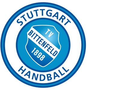 Logotipo circular azul y blanco con texto Stuttgart Handball y escudo TV Bittenfeld 1898 en el centro.