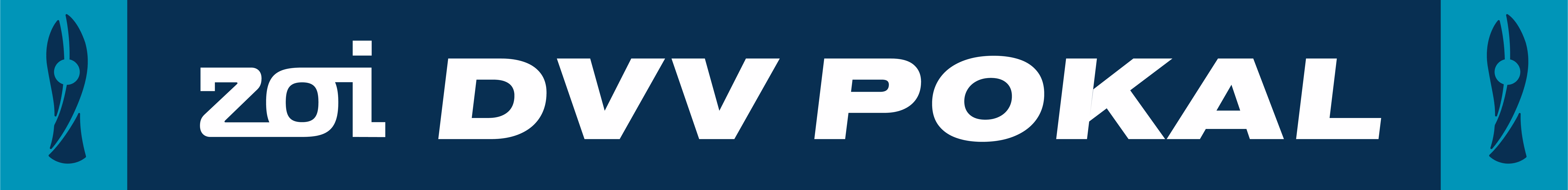 Logo featuring text 'zoi DVV POKAL' with stylized trophy icons on teal background sides.